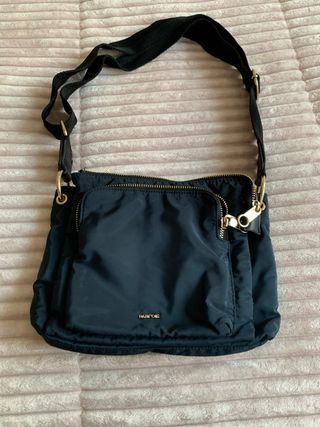 Bolso bandolera Parfois negro/azul 12x20cm