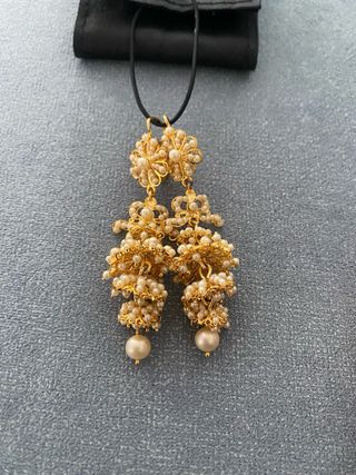 Pendientes fallera oro y perlas