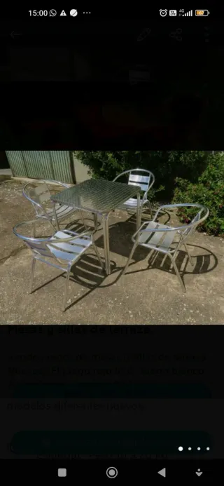 Juego Mesa y Sillas Terraza Aluminio
