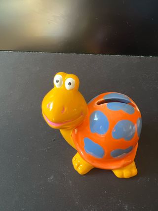 Hucha tortuga naranja y azul