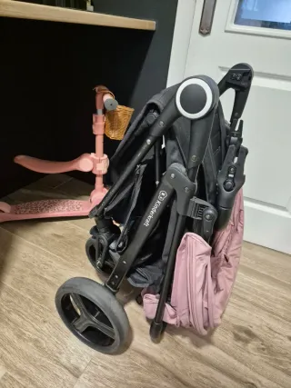 Silla de paseo Kinderkraft rosa con accesorios