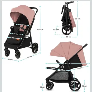 Silla de paseo Kinderkraft rosa con accesorios