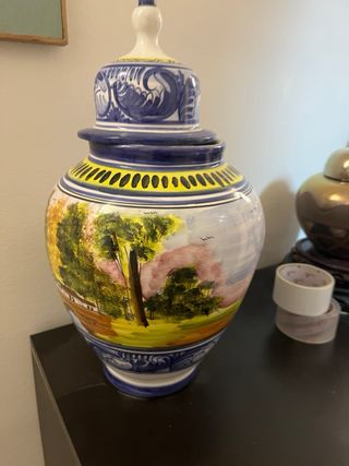 Jarrón Chino Porcelana Dorado Multicolor