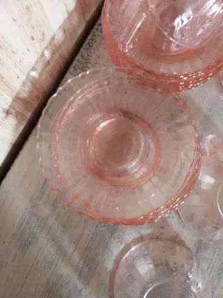 Juego 11 piezas café salmón cristal