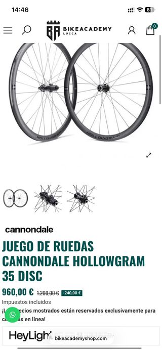 Ruedas Cannondale Hollowgram 35 mm Carbono Disco