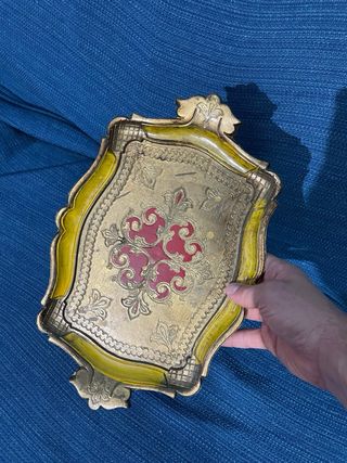 Vassoio antico metallo smaltato fine '800
