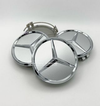 Pack 4 Tapabujes llanta 75mm Mercedes gris mate