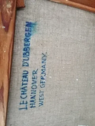 Cuadro lienzo antiguo castillo de Ubergen 1954