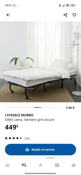 Sofá Cama Individual Gris