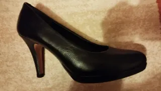 Zapatos de piel negros tacón 7 cm