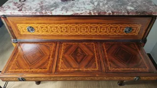 Cómoda escritorio nogal marquetería clásica