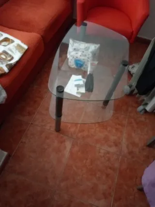 Mesa de cristal con dos niveles