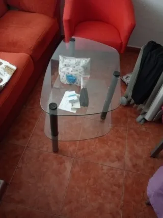 Mesa de cristal con dos niveles