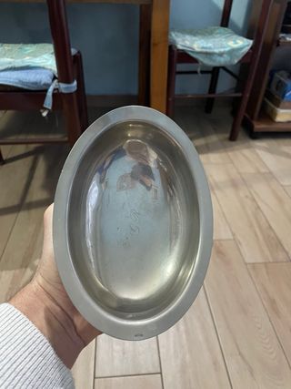 Ciotolina vintage metallo argentato con piedini