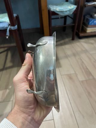 Ciotolina vintage metallo argentato con piedini