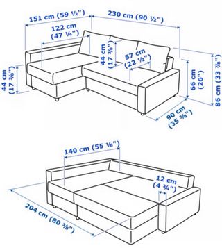 Divano letto angolare IKEA Friheten grigio