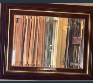 Espejo Marco Madera Marrón y Dorado 98x77