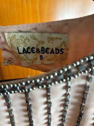 Vestido fiesta Lace & Beads rosa y plata