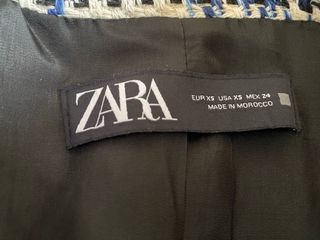 Blazer Zara cuadros crema y azul