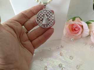 Medalla Virgen Fallera Plata y Perlas