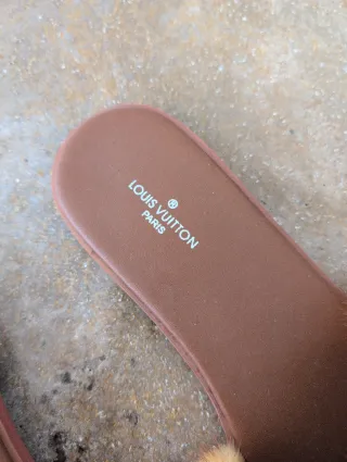 Chanclas Louis Vuitton Mujer Marrón y Dorado