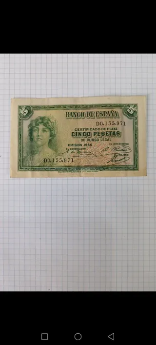 Billete 5 Pesetas Banco de España 1935