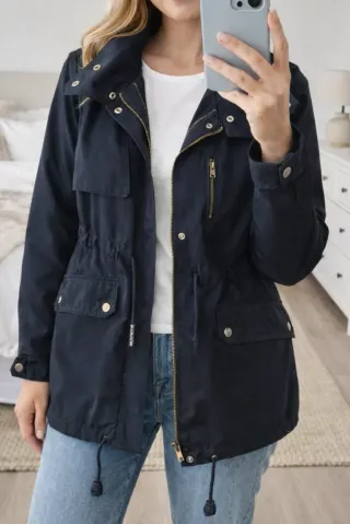 Abrigo Parka Zara Negro Mujer