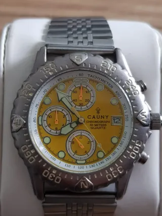Reloj Cauny Cronógrafo Hombre Esfera Amarilla