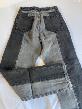 Pantalón vaquero recto gris y negro Stradivarius