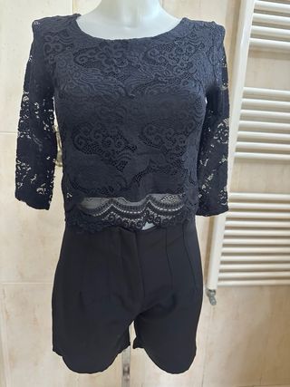 Completo donna nero pizzo e shorts