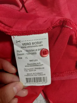 Camisa VERO MODA cuadros rojo intenso Nueva L