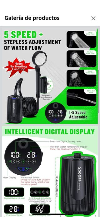 Ducha Portátil Eléctrica Spopal Camping