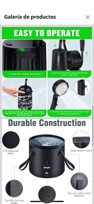 Ducha Portátil Eléctrica Spopal Camping