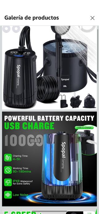 Ducha Portátil Eléctrica Spopal Camping