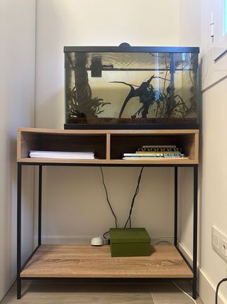 Mesa auxiliar madera roble y metal