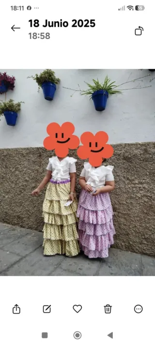 Falda y blusa rociera hecho a mano T.7-8