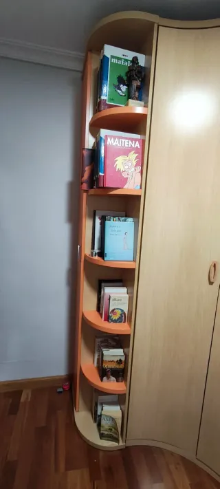 Armario de madera con cajones y estantes