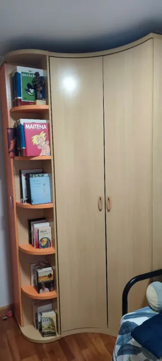 Armario de madera con cajones y estantes