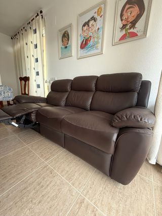 Sofá de piel reclinable 3 plazas
