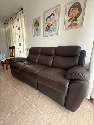 Sofá de piel reclinable 3 plazas