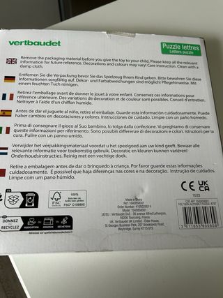 NUEVO Puzzle Abecedario Madera Verbaudet