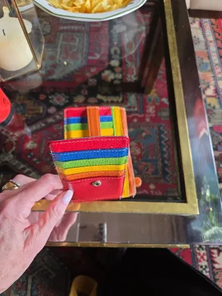 Cartera de piel multicolor estilo Hermes