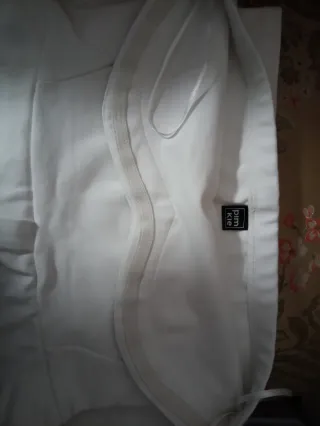 Vestido palabra honor Pimkie blanco peplum vintage