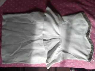 Vestido palabra honor Pimkie blanco peplum vintage