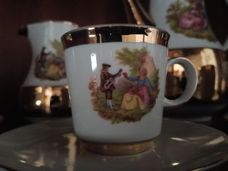 Juego de café porcelana y oro