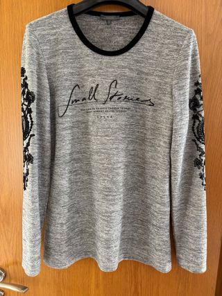 Camiseta Salsa Gris Manga Larga