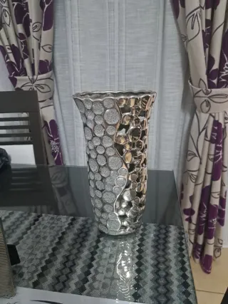 Jarrón Decorativo Plata y Cristal