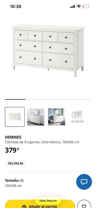 Cómoda Cajonera Ikea HEMNES Blanca