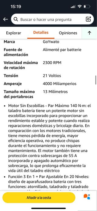 Taladro Percutor GOYWATO 21V Brushless