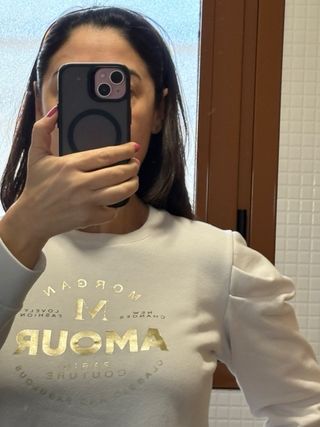 Jersey Morgan Blanco con Estampado Dorado